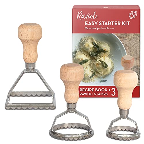 Einfaches Ravioli-Starterset | Geschenkset 3 Ravioliformen + Rezeptbuch | Pressanleitung für Ravioli und Tampergefüllte Nudeln wie Tortellini + Rezepte Einfaches Ravioli-Starterset | Geschenkset 3 Ravioliformen + Rezeptbuch | Pressanleitung für Ravioli und Tampergefüllte Nudeln wie Tortellini + Rezepte von Country Trading Co.