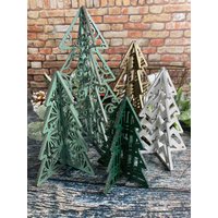 5Er Set Holzbäume, Weihnachtsdekor, Weihnachtstablett, Winterdekor, Saisonales Tiered-Tablett, Tiered-Tabletts, 3D-Weihnachtsbäume von CountrySquared