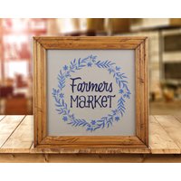 Bauernmarkt Gestickte Kunst Rustikaler Holzrahmen von CountryTouchStore