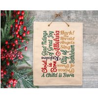 Gestickte Weihnachtsbanner Schrift-Wandbehang, Handgemachtes Dekor von CountryTouchStore