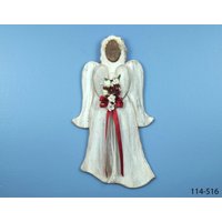 Handgemachte Beunruhigt Holz Weihnachtsengel Blumen Dekor Mit Rotem Band von CountryTouchStore