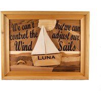 Personalisierte Zedernholz Gerahmte Segelboot Kunst Strandhaus Dekor von CountryTouchStore