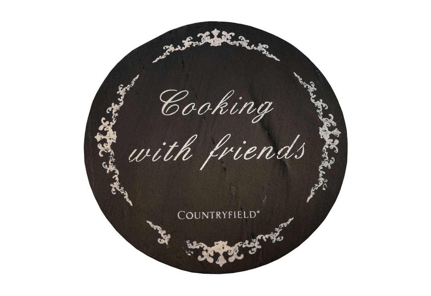 Countryfield Tortenplatte Countryfield Topfuntersetzer Schiefer Ø 25 cm schwarz Cooking with friends"" von Countryfield