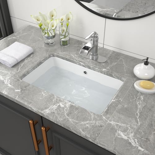 Couoko Undermout Waschbecken, 53,3 x 33 cm, Badezimmer-Waschbecken, Unterbau, rechteckig, weiß, Keramik, Waschtisch-Waschbecken mit Überlauf Couoko Undermout Waschbecken, 53,3 x 33 cm, Badezimmer-Waschbecken, Unterbau, rechteckig, weiß, Keramik, Waschtisch-Waschbecken mit Überlauf von Couoko