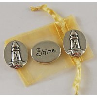 Set Mit 3 Leuchtturm Shine Inspiration Münzen Organza Beutel von CourageInStone
