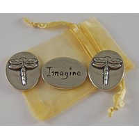 Set Mit 3 Libellen Papierfiguren Im Organzabeutel von CourageInStone