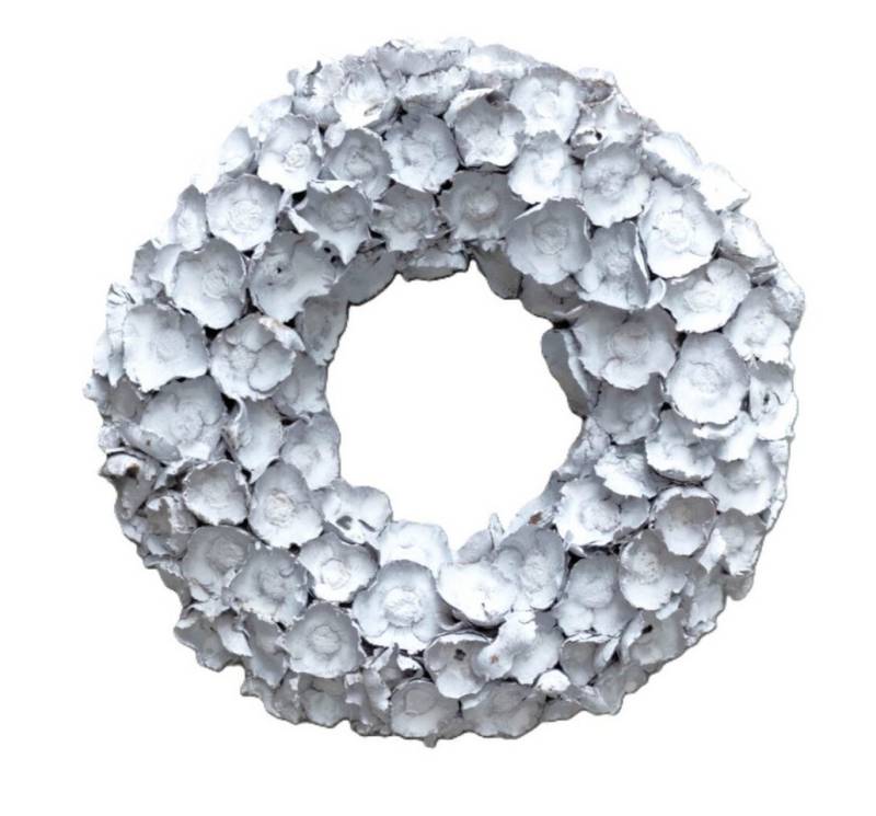 Couronne Dekokranz Kranz Deko Hängekranz Weiß Groß Naturmaterialien Landhausstil 40 cm, Naturmaterialien in Handarbeit gefertigt von Couronne
