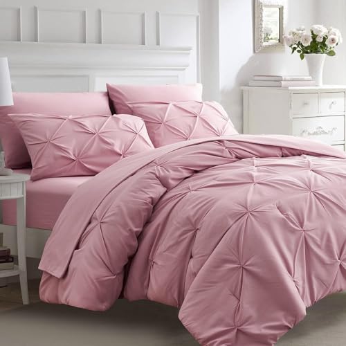 CoutureBridal 2er Set Kissenbezug 40x80cm Rosa mit Reißverschluss Pintuck Plisseefalten Unifarben Kopfkissenbezug Microfaser Kissenhülle Doppelpack von CoutureBridal Bettwäsche Set