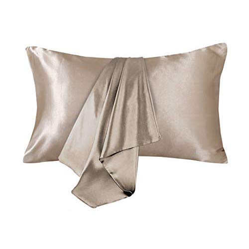 CoutureBridal® Satin Kissenbezug 40 x 40 cm Taupe Doppelpack hochwertige Kissenhülle Kopfkissenbezug 40x40 aus Mikrofaser,2 Stück Kissenbezug Set für Haar - und Hautpflege von CoutureBridal