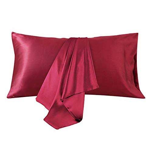 CoutureBridal® Satin Kissenbezug 40 x 60 cm Rot Doppelpack hochwertige Kissenhülle Kopfkissenbezug 40x60 aus Mikrofaser,2 Stück Kissenbezug Set für Haar - und Hautpflege von CoutureBridal