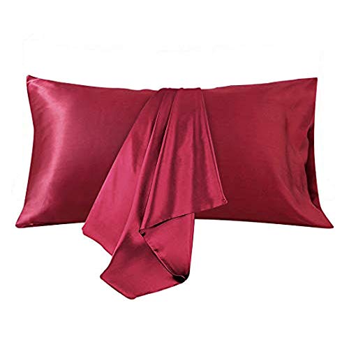 CoutureBridal® Satin Kissenbezug 40 x 80 cm Rot Doppelpack hochwertige Kissenhülle Kopfkissenbezug 40x80 aus Mikrofaser,2 Stück Kissenbezug Set für Haar - und Hautpflege von CoutureBridal