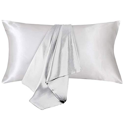 CoutureBridal® Satin Kissenbezug 40 x 80 cm Weiß Weiss Doppelpack hochwertige Kissenhülle Kopfkissenbezug 40x80 aus Mikrofaser,2 Stück Kissenbezug Set für Haar - und Hautpflege von CoutureBridal