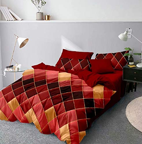 CoutureBridal 2 Stück Kissenbezug 80x80cm Rot Geometrisch Kariert Marmor Muster Kopfkissenbezug mit Reißverschluss Microfaser Kissenhülle Doppelpack von CoutureBridal