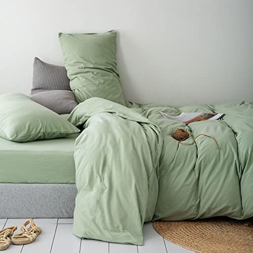 CoutureBridal Bettwäsche 135x200cm Grün Hellgrün Weich Bettwäsche Set aus 100% Gebürstet Microfaser,Einzelbett Deckenbezug Bettdeckenbezüge Bettbezug mit Reißverschluss und Kissenbezug 80x80cm von CoutureBridal