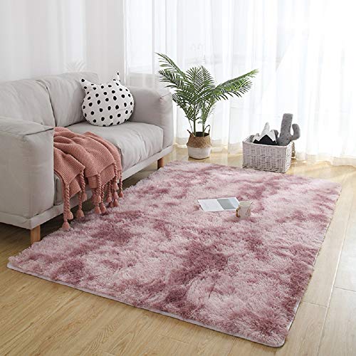 CoutureBridal Gradient Hell-pink Teppich Lammfell Bequemer Kunstfell Shaggy Flauschig Teppich 60x120cm Lange Haare Fell Optik,Anti-Rutsch Teppich für Wohnzimmer Wolle Bettvorleger Sofa Matte von CoutureBridal