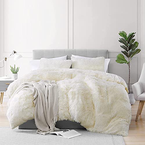 CoutureBridal Plüsch Bettwäsche Set 220x240cm Weiß Warme Winter Langhaar Flauschig Flanell Doppelbett Bettbezug Deckenbezug mit Reißverschluss und 2 Kissenbezug 80x80cm von CoutureBridal