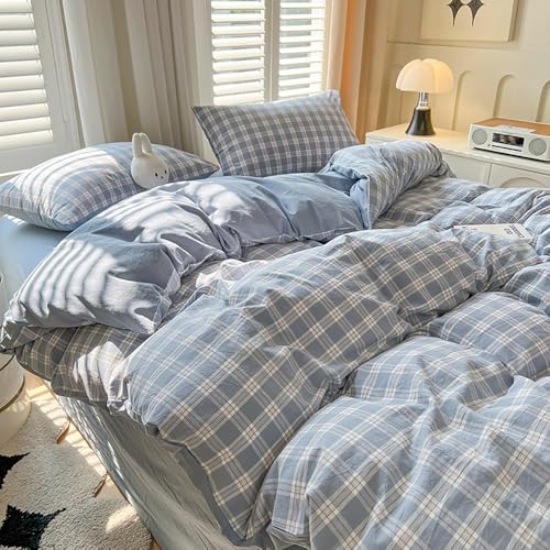 Covebett Bettbezug, 200 x 200 cm, Karomuster, Blau, modern, Bettwäsche für Erwachsene, 2 Personen, Bettbezug aus Mikrofaser, Bettwäsche mit Reißverschluss und 2 Kissenbezügen, 65 x 65 cm Covebett Bettbezug, 200 x 200 cm, Karomuster, Blau, modern, Bettwäsche für Erwachsene, 2 Personen, Bettbezug aus Mikrofaser, Bettwäsche mit Reißverschluss und 2 Kissenbezügen, 65 x 65 cm von Covebett