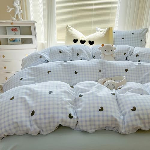 Covebett Bettwäsche 135x200 Kariert Blau mit Schwarz Herz Herzen Muster Mädchen Bettbezug 2teilig Aesthetic Modern Karo Herzmuster Microfaser Deckenbezug mit Reißverschluss und Kissenbezug 80x80cm Covebett Bettwäsche 135x200 Kariert Blau mit Schwarz Herz Herzen Muster Mädchen Bettbezug 2teilig Aesthetic Modern Karo Herzmuster Microfaser Deckenbezug mit Reißverschluss und Kissenbezug 80x80cm von Covebett