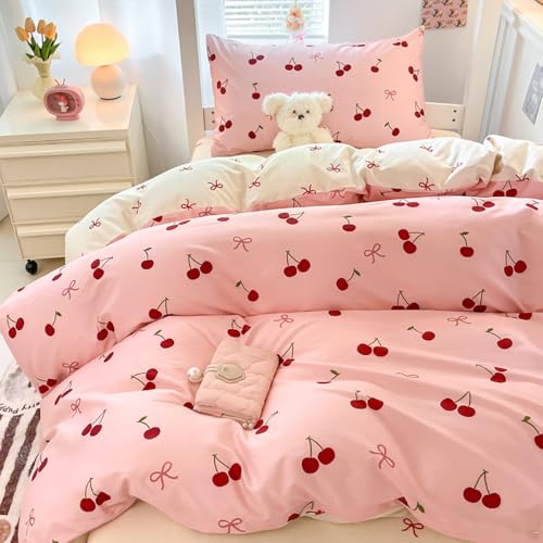 Covebett Bettwäsche 135x200 Rosa Rot Kirschen Schleifen Muster Mädchen Bettbezug 2teilig Kinder Aesthetic Kirsche Kirschemuster Microfaser Deckenbezug mit Reißverschluss und Kissenbezug 40x80cm Covebett Bettwäsche 135x200 Rosa Rot Kirschen Schleifen Muster Mädchen Bettbezug 2teilig Kinder Aesthetic Kirsche Kirschemuster Microfaser Deckenbezug mit Reißverschluss und Kissenbezug 40x80cm von Covebett