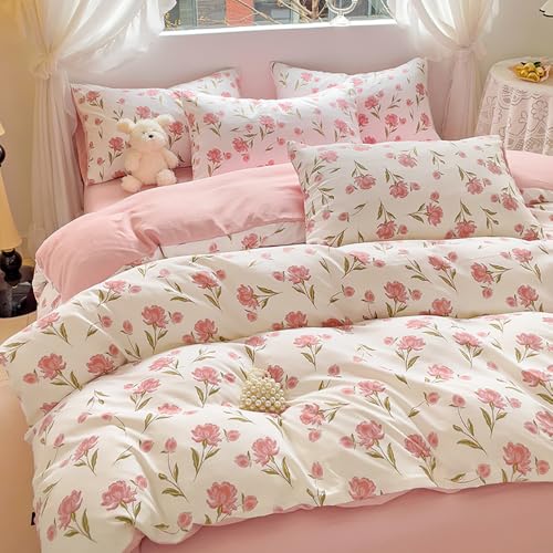 Covebett Bettwäsche 135x200 Rosa Weiß Blumen Blätter Botanisch Blumenmuster Wendebettwäsche Set Aesthetic Blüten Blumenwiese Pflanzenmuster Bettbezug Reißverschluss und Kissenbezug 80x80cm Covebett Bettwäsche 135x200 Rosa Weiß Blumen Blätter Botanisch Blumenmuster Wendebettwäsche Set Aesthetic Blüten Blumenwiese Pflanzenmuster Bettbezug Reißverschluss und Kissenbezug 80x80cm von Covebett