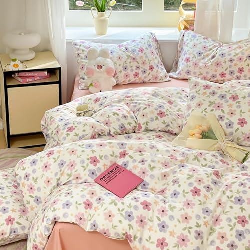 Covebett Bettwäsche 135x200 Weiß mit Bunt Blumen Blümchen Blumenmuster Botanisch Bettwäsche Set Blumenwiese Pflanzenmuster Gewaschene Microfaser Bettbezug Reißverschluss und Kissenbezug 80x80cm Covebett Bettwäsche 135x200 Weiß mit Bunt Blumen Blümchen Blumenmuster Botanisch Bettwäsche Set Blumenwiese Pflanzenmuster Gewaschene Microfaser Bettbezug Reißverschluss und Kissenbezug 80x80cm von Covebett