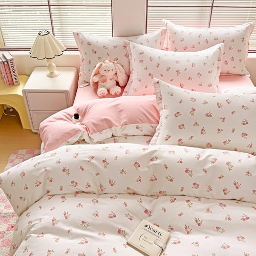 Covebett Bettwäsche 135x200 Weiß mit Rosa Blümchen Blumen Botanisch Muster Wendebettwäsche Set Aesthetic Blüten Blumenwiese Pflanzenmuster Bettbezug Reißverschluss und Kissenbezug 40x80cm Covebett Bettwäsche 135x200 Weiß mit Rosa Blümchen Blumen Botanisch Muster Wendebettwäsche Set Aesthetic Blüten Blumenwiese Pflanzenmuster Bettbezug Reißverschluss und Kissenbezug 40x80cm von Covebett