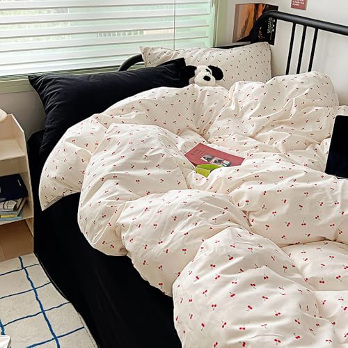 Covebett Bettwäsche 135x200 Weiß mit Rot Kirschen Muster Mädchen Bettbezug 2teilig Kinder Aesthetic Kirsche Kirschemuster Microfaser Deckenbezug mit Reißverschluss und Kissenbezug 80x80cm Covebett Bettwäsche 135x200 Weiß mit Rot Kirschen Muster Mädchen Bettbezug 2teilig Kinder Aesthetic Kirsche Kirschemuster Microfaser Deckenbezug mit Reißverschluss und Kissenbezug 80x80cm von Covebett