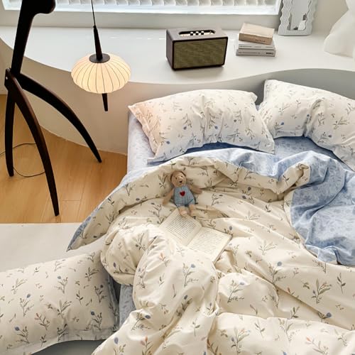 Covebett Bettwäsche 140x200 Blau Weiß Blumen Blümchen Botanisch Muster Wendebettwäsche Set Aesthetic Blüten Blumenwiese Pflanzenmuster Mikrofaser Bettbezug Reißverschluss und Kissenbezug 70x90cm Covebett Bettwäsche 140x200 Blau Weiß Blumen Blümchen Botanisch Muster Wendebettwäsche Set Aesthetic Blüten Blumenwiese Pflanzenmuster Mikrofaser Bettbezug Reißverschluss und Kissenbezug 70x90cm von Covebett
