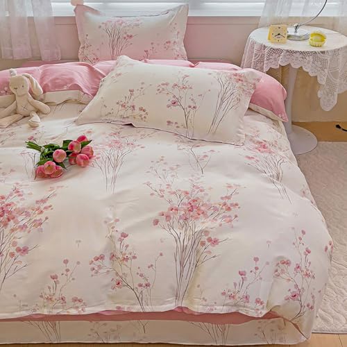 Covebett Bettwäsche 140x200 Weiß Rosa Blumen Blümchen Pflanzen Muster Aesthetic Bettbezug Blumenmuster Mikrofaser Weich Renforcé Wendebettwäsche Set 2teilig mit Reißverschluss und Kissenbezüge 70x90cm Covebett Bettwäsche 140x200 Weiß Rosa Blumen Blümchen Pflanzen Muster Aesthetic Bettbezug Blumenmuster Mikrofaser Weich Renforcé Wendebettwäsche Set 2teilig mit Reißverschluss und Kissenbezüge 70x90cm von Covebett