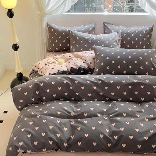Covebett Bettwäsche 155x220 Herzen Rosa Schwarz Mädchen Herzchen Microfaser Wende Bettwäsche Set Aesthetic Romantisch Bettbezug und 1 Kissenbezug 80x80 cm mit Reißverschluss Covebett Bettwäsche 155x220 Herzen Rosa Schwarz Mädchen Herzchen Microfaser Wende Bettwäsche Set Aesthetic Romantisch Bettbezug und 1 Kissenbezug 80x80 cm mit Reißverschluss von Covebett