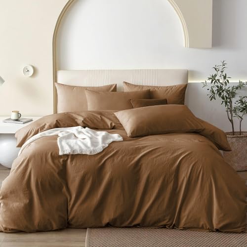 Covebett Bettwäsche Baumwolle 135x200 Braun Kaffeebraun Uni Einfarbig Weich Renforce Baumwollbettwäsche 135x200 2 Teilig ÖKO-TEX Einzelbett Bettbezug und Kissenbezug 80x80cm mit Reißverschluss von Covebett