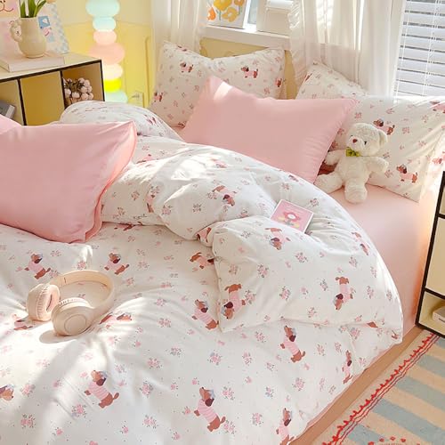 Covebett Dackel Bettwäsche 135x200 Weiß Rosa Blau Blumen mit Dackelmotiv Bettbezug Set 2teilig Blumenmuster Dachshund Hunde Mikrofaser Weich Deckenbezug und Kissenbezug 80x80 cm mit Reißverschluss Covebett Dackel Bettwäsche 135x200 Weiß Rosa Blau Blumen mit Dackelmotiv Bettbezug Set 2teilig Blumenmuster Dachshund Hunde Mikrofaser Weich Deckenbezug und Kissenbezug 80x80 cm mit Reißverschluss von Covebett