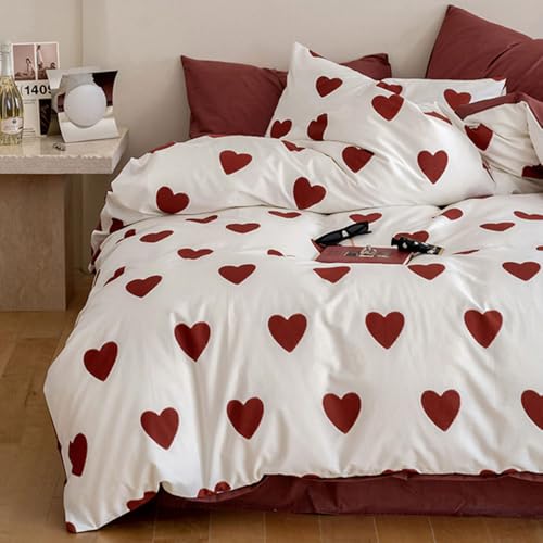 Covebett Herz Bettwäsche 135x200 Weiß mit Roten Herzen Muster Romantisch Weiche Mikrofaser Bettbezug Herzchen Aesthetic Wendebettwäsche Set 2 Teilig mit Reißverschluss und Kissenbezüge 80x80 cm Covebett Herz Bettwäsche 135x200 Weiß mit Roten Herzen Muster Romantisch Weiche Mikrofaser Bettbezug Herzchen Aesthetic Wendebettwäsche Set 2 Teilig mit Reißverschluss und Kissenbezüge 80x80 cm von Covebett