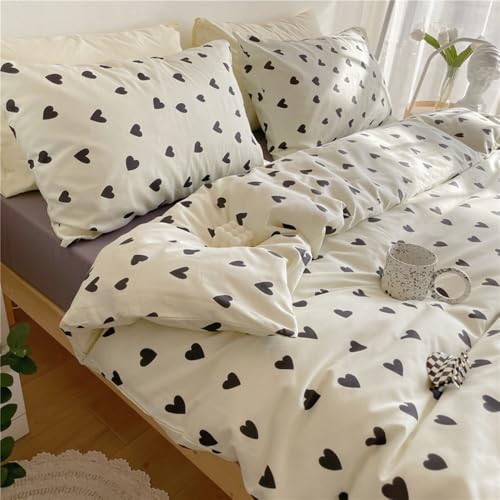 Covebett Herz Bettwäsche 220x240 Weiß mit Schwarz Herzen Muster Romantisch Weiche Mikrofaser Bettbezug Herzchen Aesthetic Bettwäsche-Sets 3 Teilig mit Reißverschluss und Kissenbezüge 80x80 cm Covebett Herz Bettwäsche 220x240 Weiß mit Schwarz Herzen Muster Romantisch Weiche Mikrofaser Bettbezug Herzchen Aesthetic Bettwäsche-Sets 3 Teilig mit Reißverschluss und Kissenbezüge 80x80 cm von Covebett