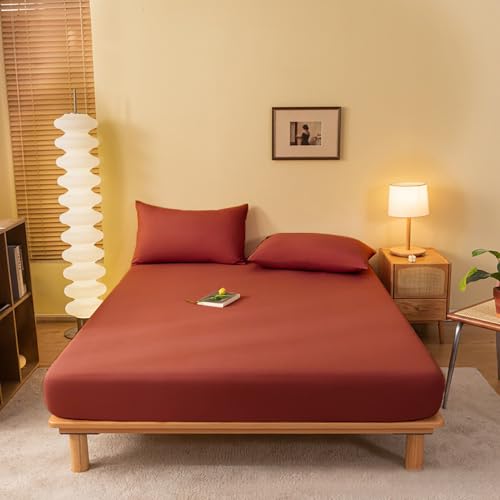 Covebett Spannbettlaken 140x200cm Terracotta Uni Bettlaken Matratzenschoner Superweiches Spannleintuch Premium Weich Mikrofaser Spannbetttuch für Boxspringbett Topper Matratze bis 30 cm Covebett Spannbettlaken 140x200cm Terracotta Uni Bettlaken Matratzenschoner Superweiches Spannleintuch Premium Weich Mikrofaser Spannbetttuch für Boxspringbett Topper Matratze bis 30 cm von Covebett