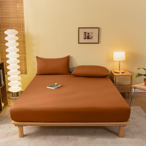 Covebett Spannbettlaken 160x200cm Karamell Braun Uni Bettlaken Matratzenschoner Superweiches Spannleintuch Premium Weich Mikrofaser Spannbetttuch für Boxspringbett Topper Matratze bis 30 cm Covebett Spannbettlaken 160x200cm Karamell Braun Uni Bettlaken Matratzenschoner Superweiches Spannleintuch Premium Weich Mikrofaser Spannbetttuch für Boxspringbett Topper Matratze bis 30 cm von Covebett