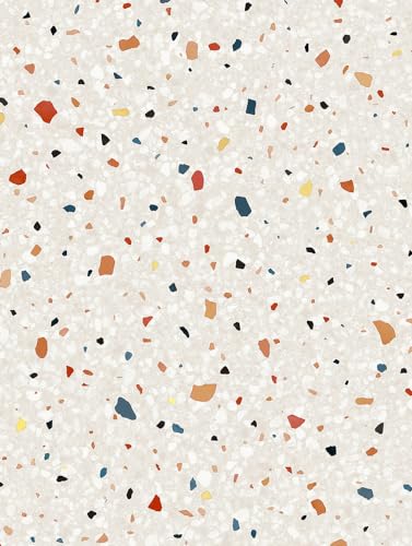 Stone-Terrazzo | Natursteindekor Texturiert - Möbelfolie Selbstklebende Tapete Vinyl Folie für Möbel Wand Regal (100x122cm) Farbe NE29 - Multicolored - Mehrfarbig von Cover Styl'
