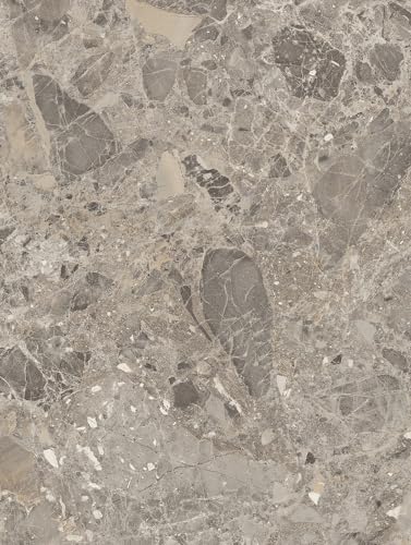 Stone-Terrazzo | Natursteindekor Texturiert - Möbelfolie Selbstklebende Tapete Vinyl Folie für Möbel Wand Regal (100x122cm) Farbe NF99 - Lombarda Grigio - Lombarda grau von Cover Styl'