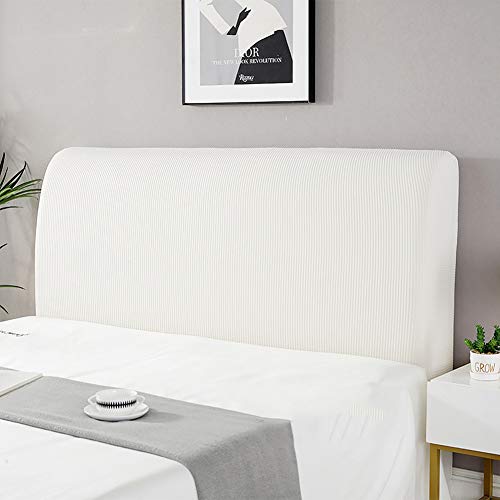 Cover Bett Kopfteil Hussen/Bezug, Bettkopfteil Hussen Boxspringbezug Stepp Einfarbig Staubhülle Kopfbedeckungen Elastische All-Inclusive Kopfteilbezug Schlafzimmer Dekor Hell beige 120-140cm von Cover