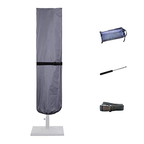 CoverFml Terrassenschirm-Abdeckung mit Stange, für 2.4 bis 3.5 m Regenschirme und 4.5 m doppelseitige Regenschirme, schützend, wasserdicht und UV-beständig, mit Reißverschluss, grau-B CoverFml Terrassenschirm-Abdeckung mit Stange, für 2.4 bis 3.5 m Regenschirme und 4.5 m doppelseitige Regenschirme, schützend, wasserdicht und UV-beständig, mit Reißverschluss, grau-B von CoverFml
