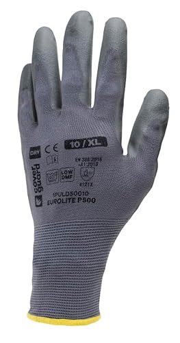 Coverguard 10 Stück - EUROLITE P500 Nahtlose Handschuhe grau Größe 9 - Arbeitshandschuhe von Coverguard