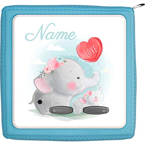 Coverlounge® Schutzfolie passend für die Toniebox mit Namen personalisiert | Baby Elefant hält Luftballon Love von Coverlounge