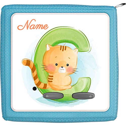 Coverlounge® Schutzfolie passend für die Toniebox mit Namen personalisiert | Baby Katze mit Buchstabe C von Coverlounge