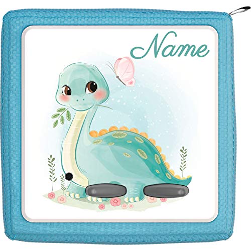 Coverlounge® Schutzfolie passend für die Toniebox mit Namen personalisiert | Baby Langhals Dinosaurier Dino und Schmetterling von Coverlounge