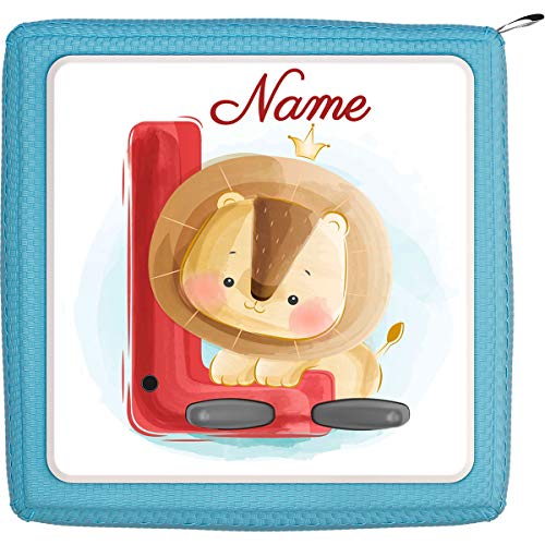 Coverlounge® Schutzfolie passend für die Toniebox mit Namen personalisiert | Baby Löwe mit Buchstabe L von Coverlounge