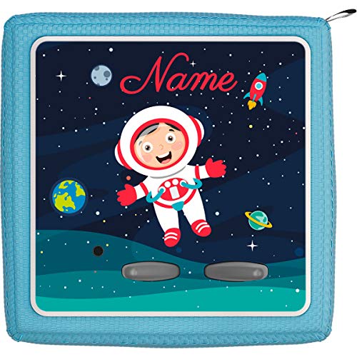 Coverlounge® Schutzfolie passend für die Toniebox mit Namen personalisiert | Kind als Astronaut im Weltall von Coverlounge