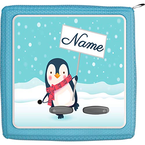 Coverlounge® Schutzfolie passend für die Toniebox mit Namen personalisiert | Pinguin mit Namensschild von Coverlounge