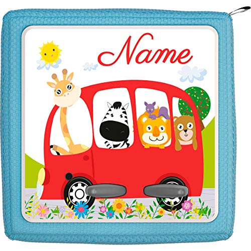 Coverlounge® Schutzfolie passend für die Toniebox mit Namen personalisiert | Tiere Fahren mit dem Auto von Coverlounge