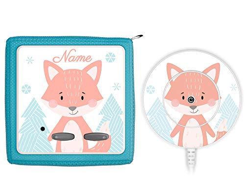 Coverlounge® Schutzfolie passend für die Toniebox und Ladestation mit Namen personalisiert | Fuchs im Wald von Coverlounge