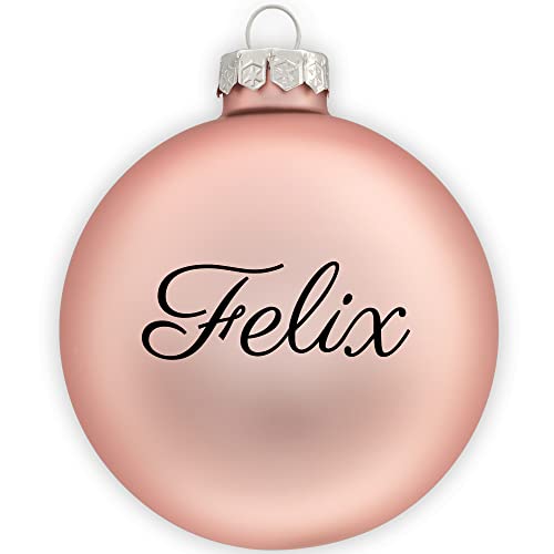 Coverlounge Christbaumkugel personaliert aus Glas | Weihnachtskugel mit Name| Ø 6cm oder 8cm in Rose (Matt) | 20 Verschiedene Schriften von Coverlounge